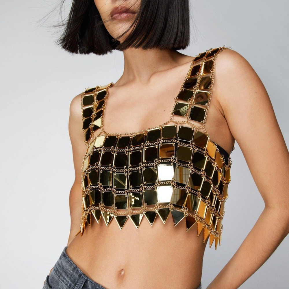Gold Mirror Tile Crop Top